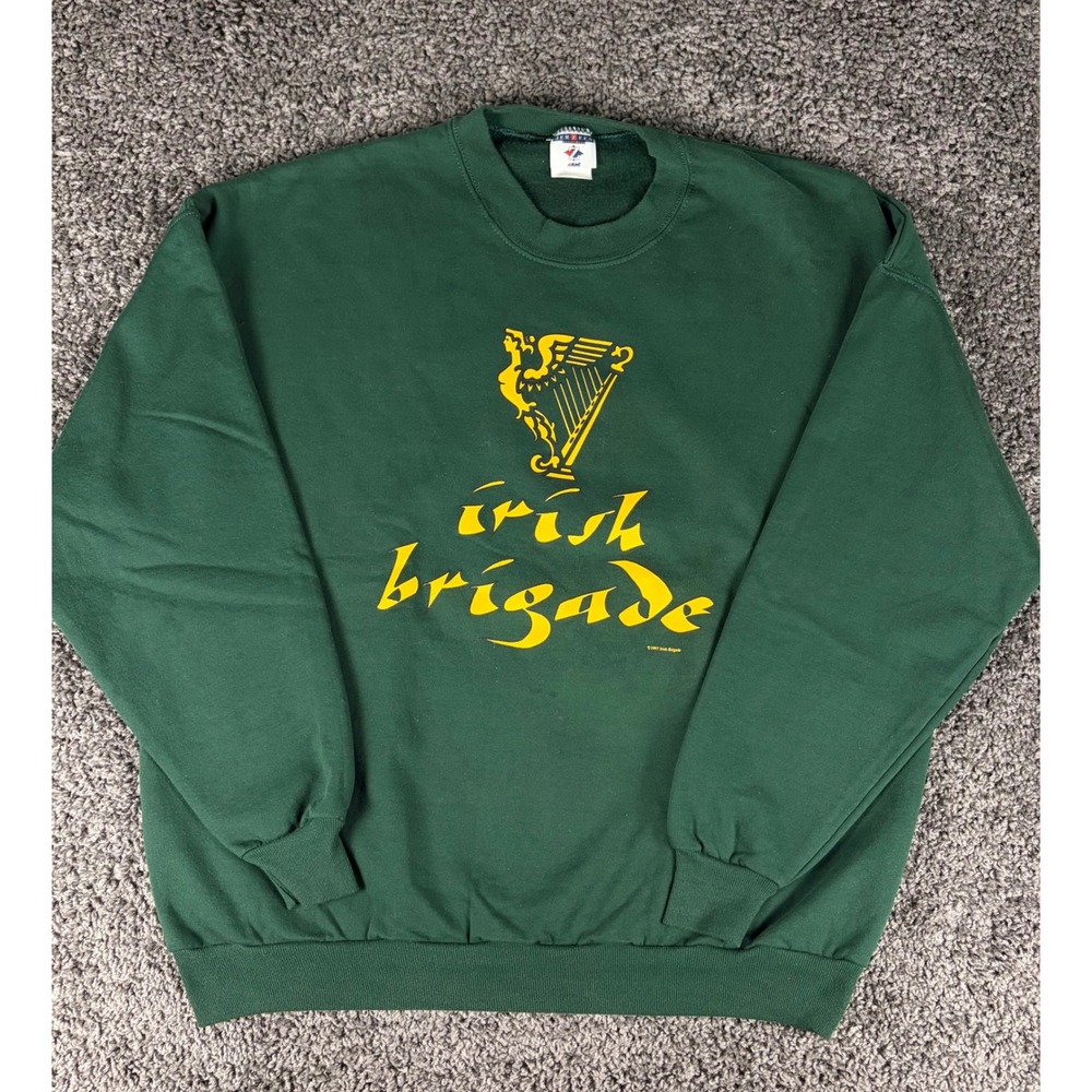 Vintage 1997 Jerzees Irish Brigade Civil War Tribute Sweatshirt Green 3XL